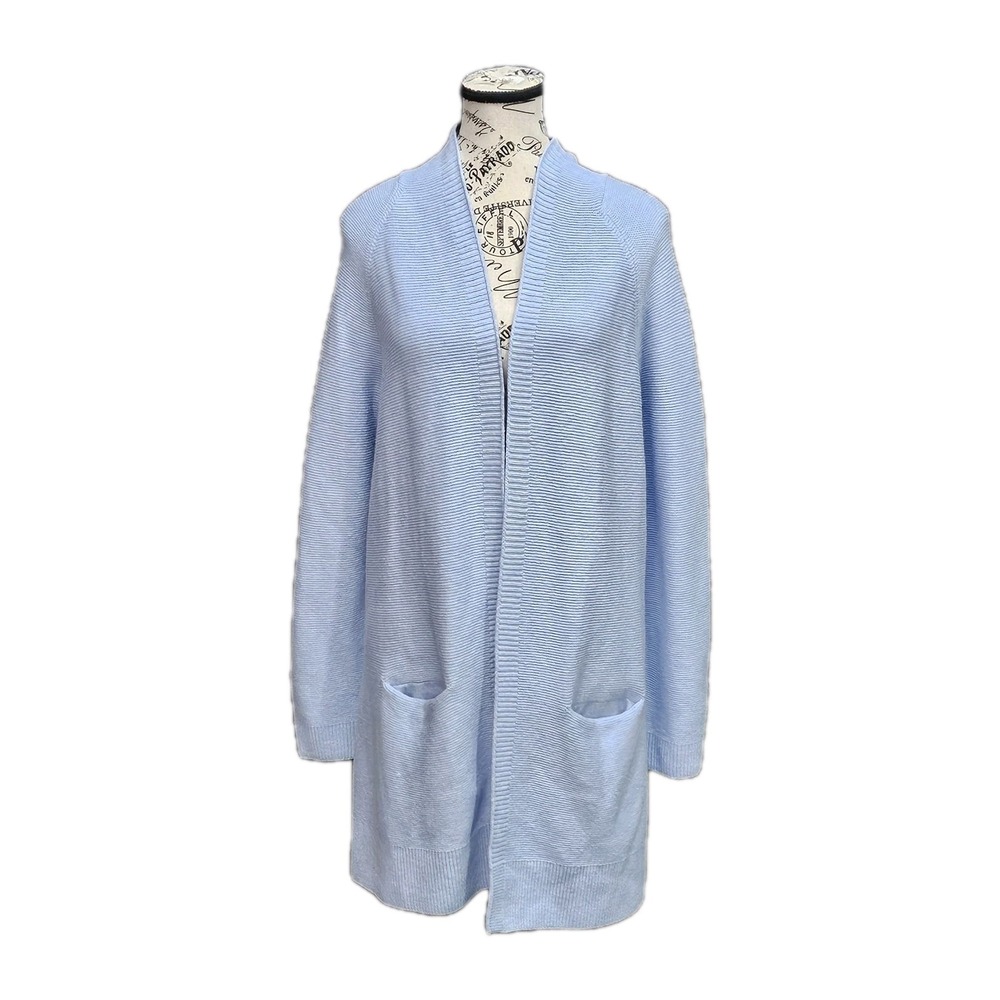 Talbots Open Front Cardigan Sweater‎ Womens M Petite Wool Blend Longline Duster